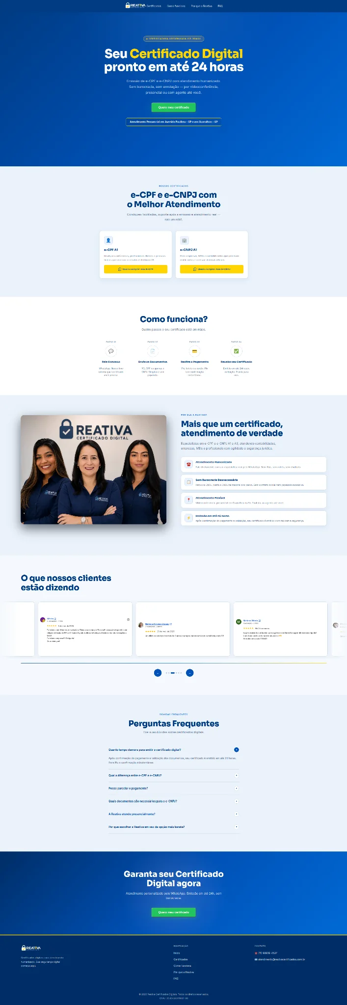 Print completo do site Reativa Certificados